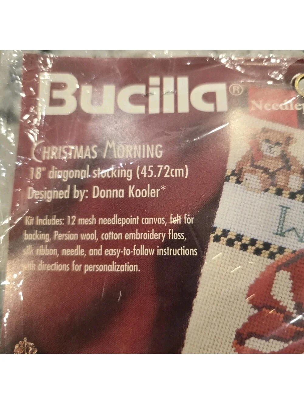 Bucilla A Christmas Morning Needlepoint Stocking Kit  60736 NOS 1996 Rare
